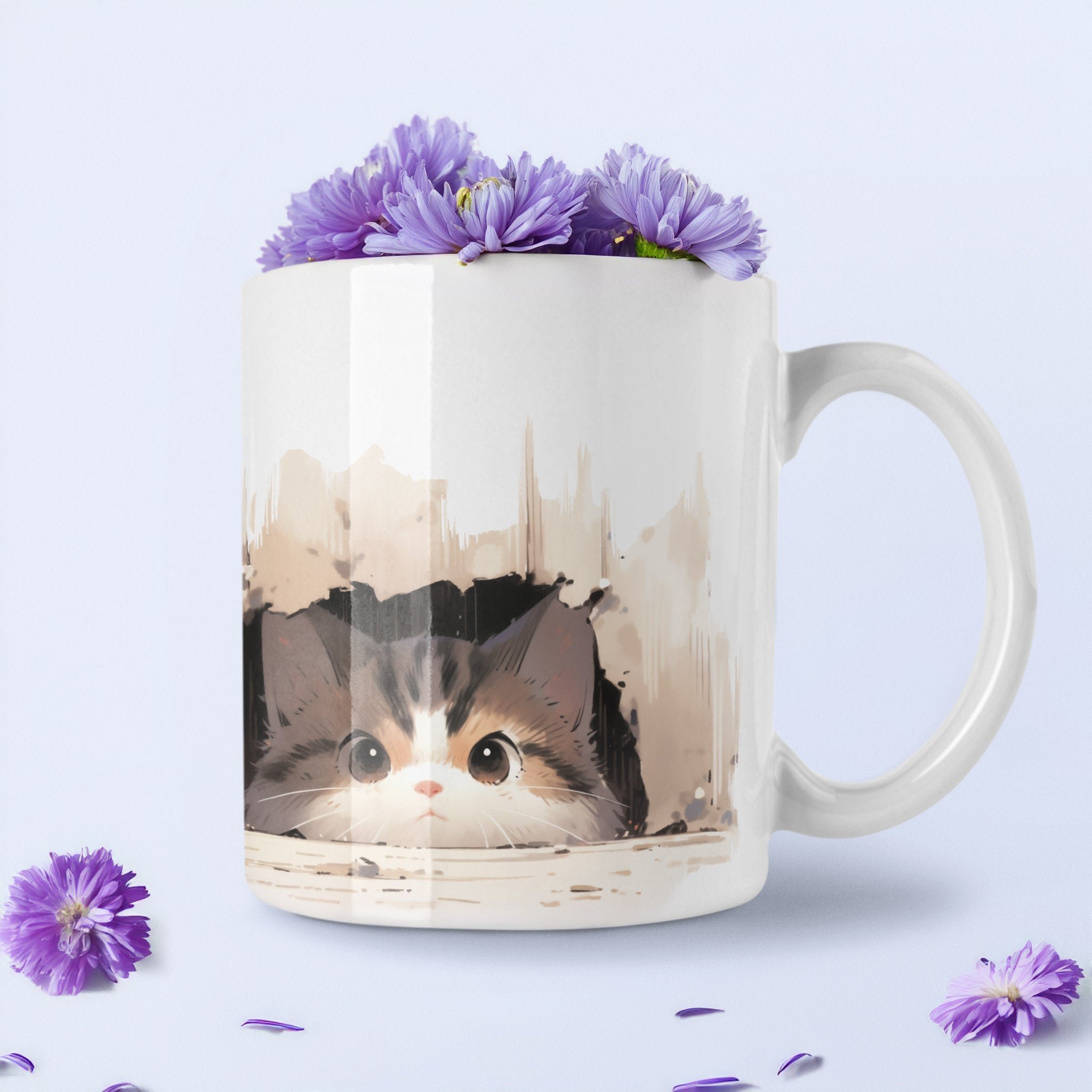 Shops Pretty Kitty Purple Ceramic Mug, Stoneware Coffee Mug